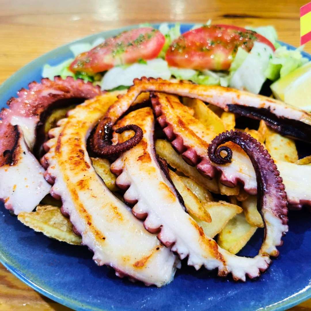 Pulpo a la brasa o frito