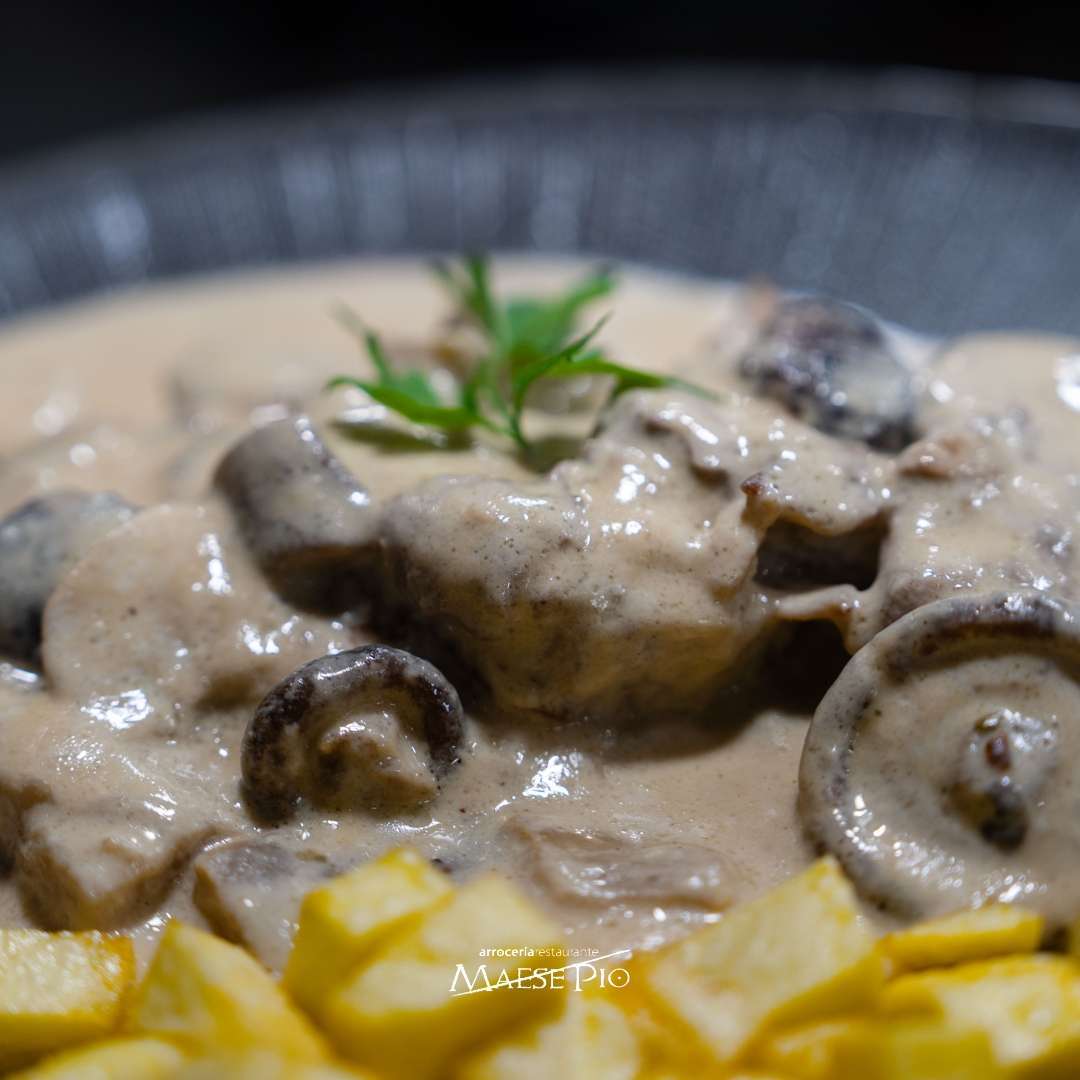Solomillo de cerdo a la crema de setas