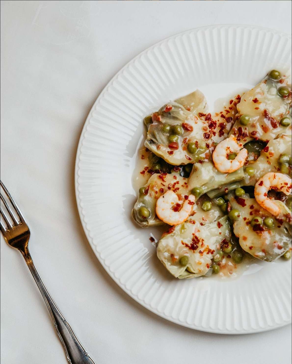 Alcachofa salteadas con iamón de Trevélez y gamba
