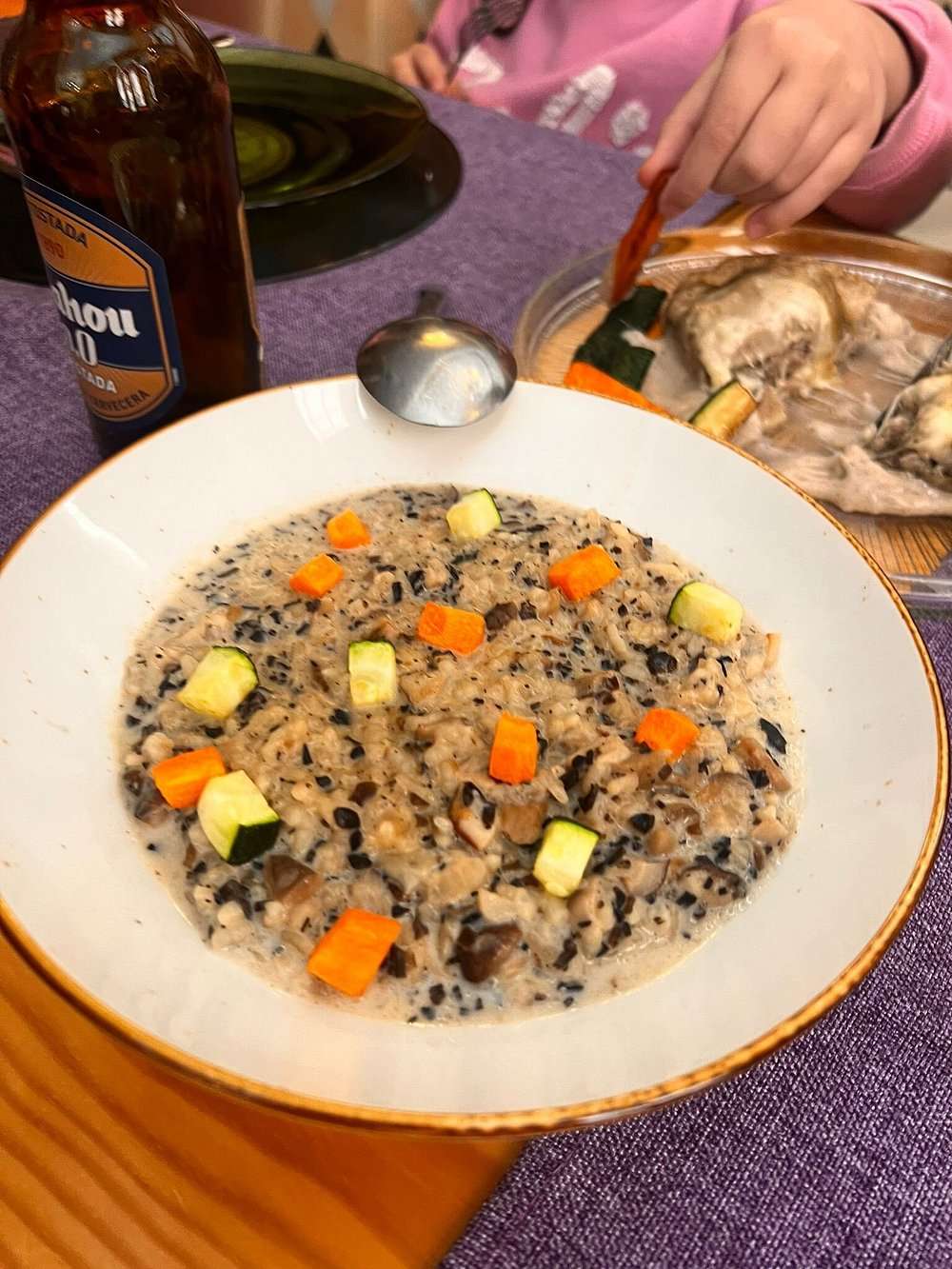 Risoto de seta con aceite de trufa