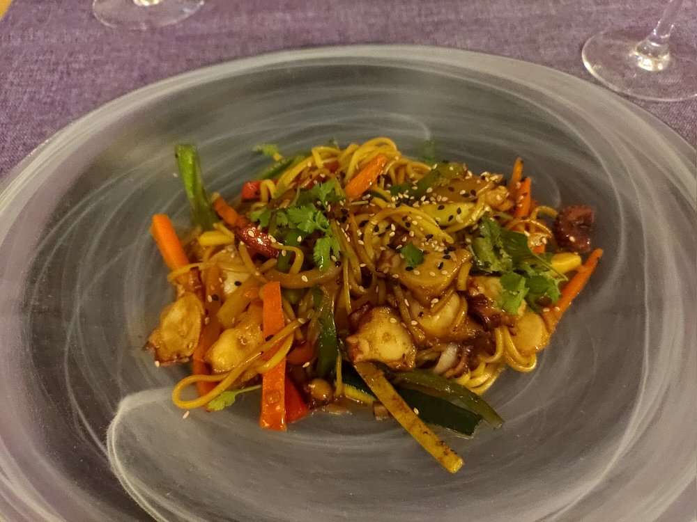 Wok de pulpo