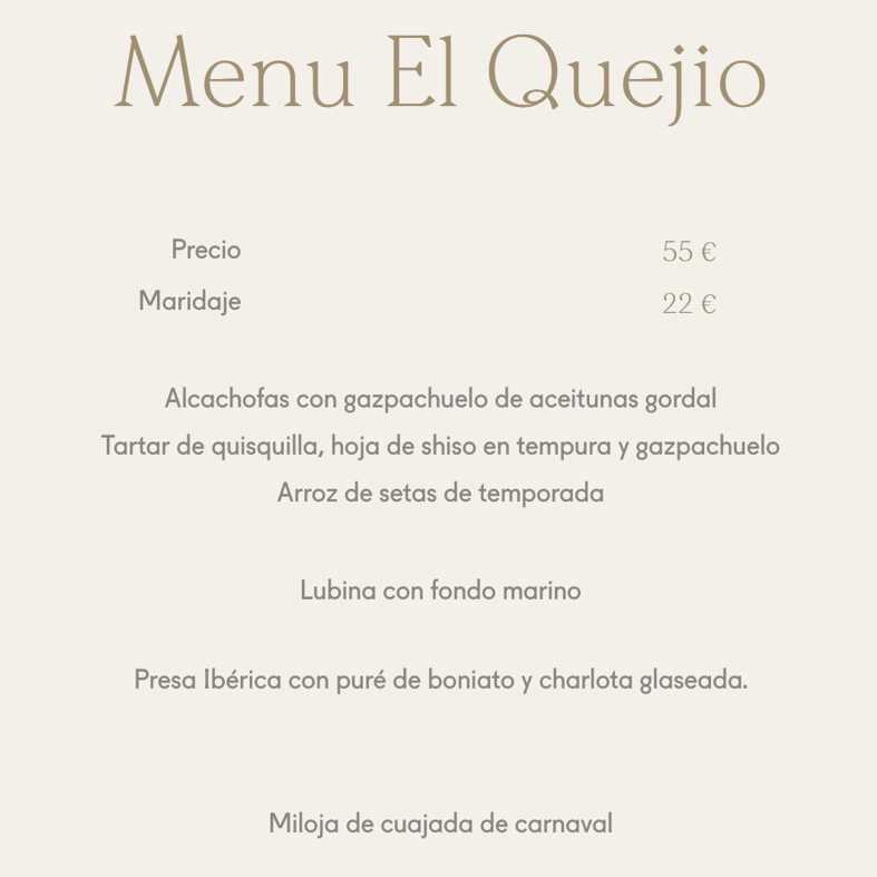 Menú El Quejio